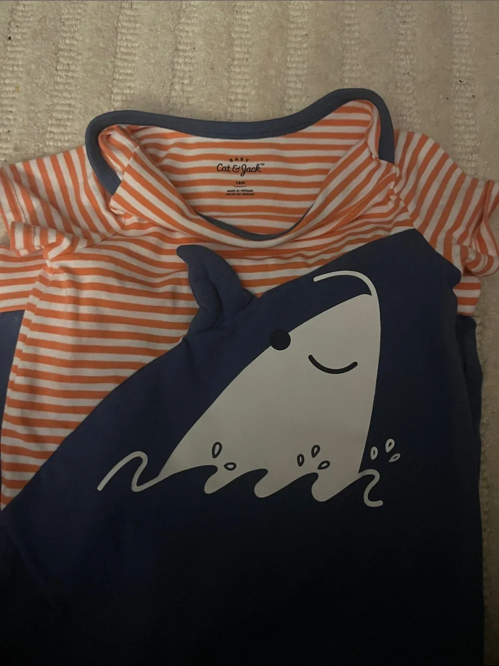 Cat & Jack Navy and Orange Shark Graphic One-Piece
